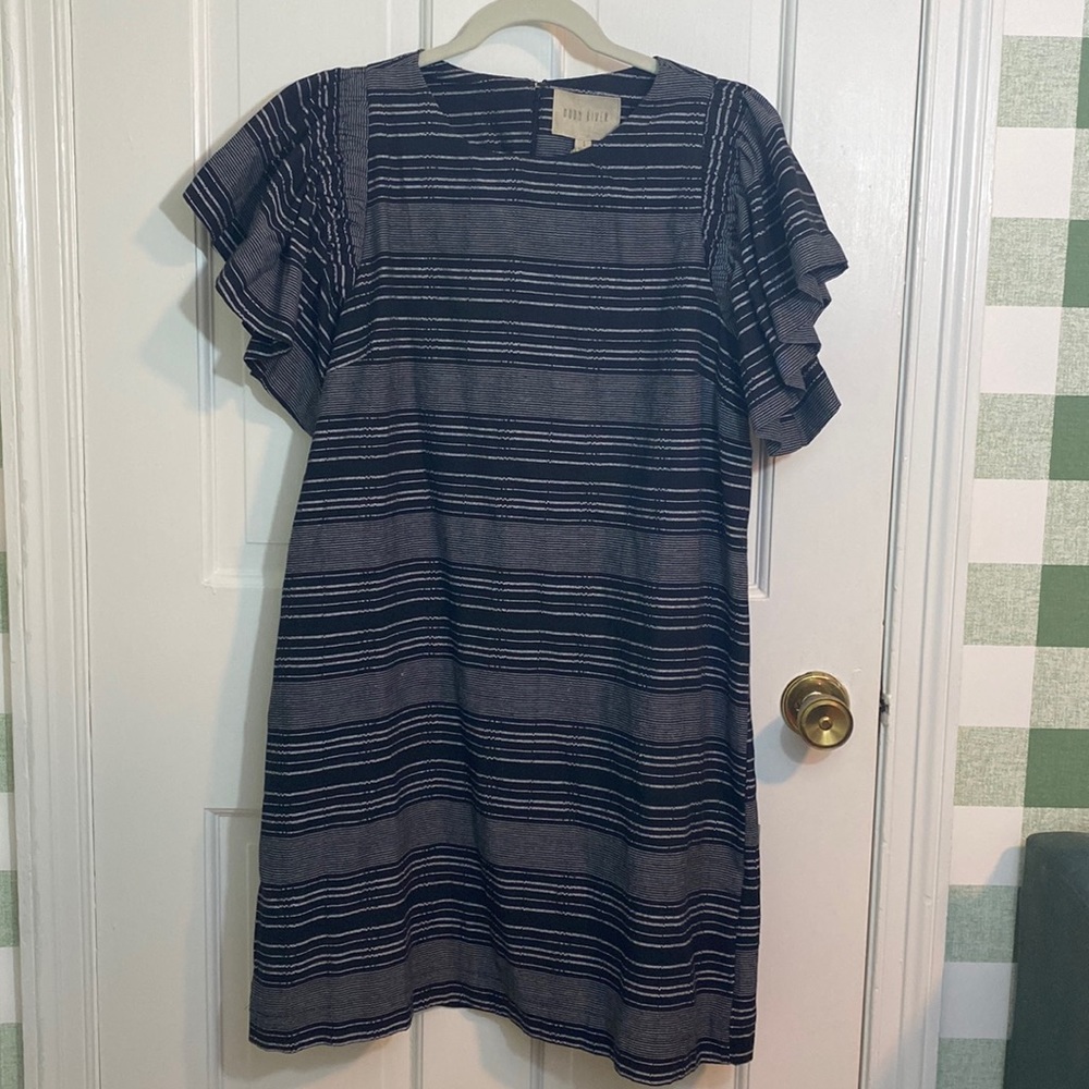 NWT Anthropologie Moon River Black & White Flutter Sleeve Dress
